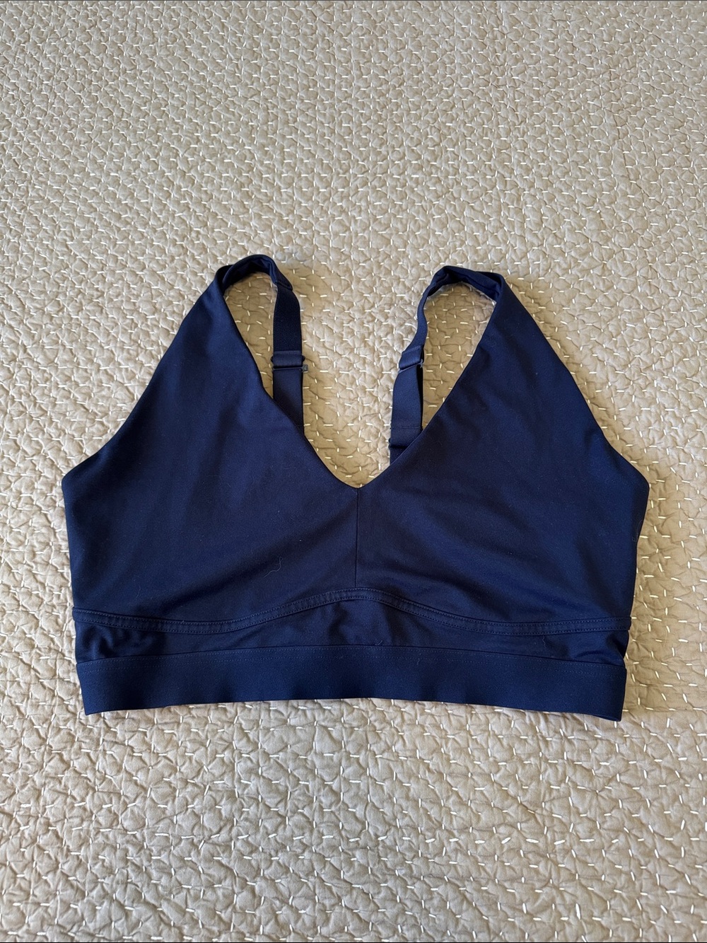 Fabletics Deep Navy V‑Neck Wireless Sports Bralette